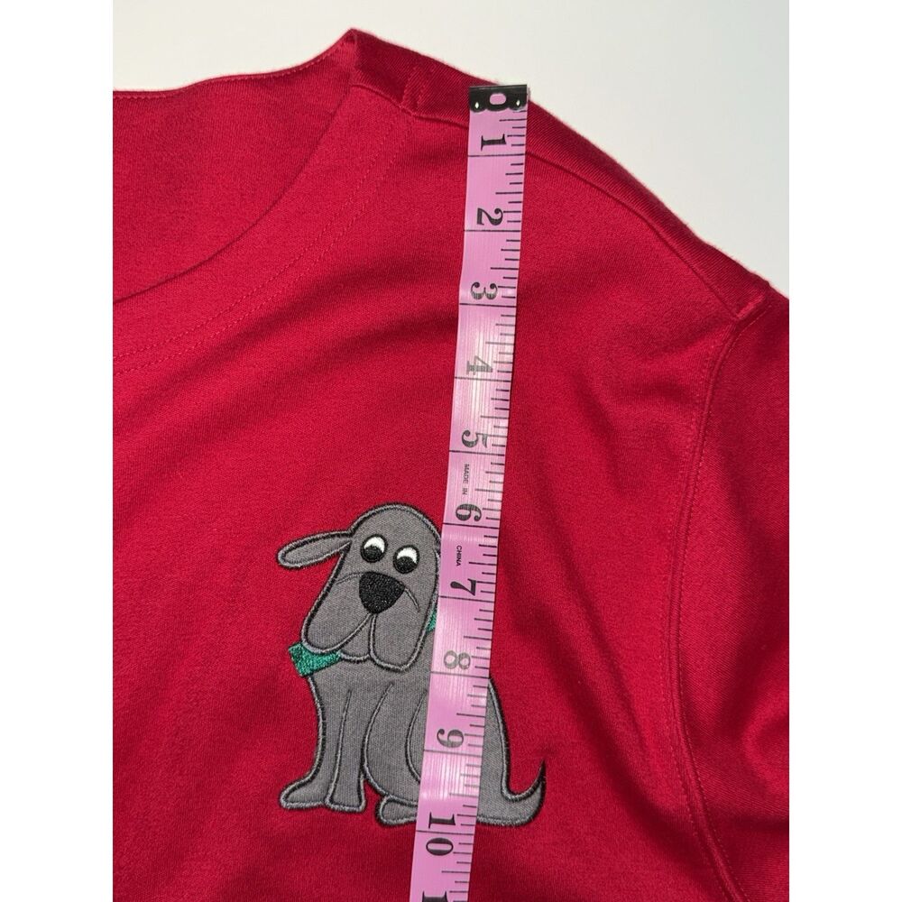 Vtg Bechamel Embroidered Dog Novelty Top Button Sweater Shirt Cardigan Red 2X - Picture 12 of 13